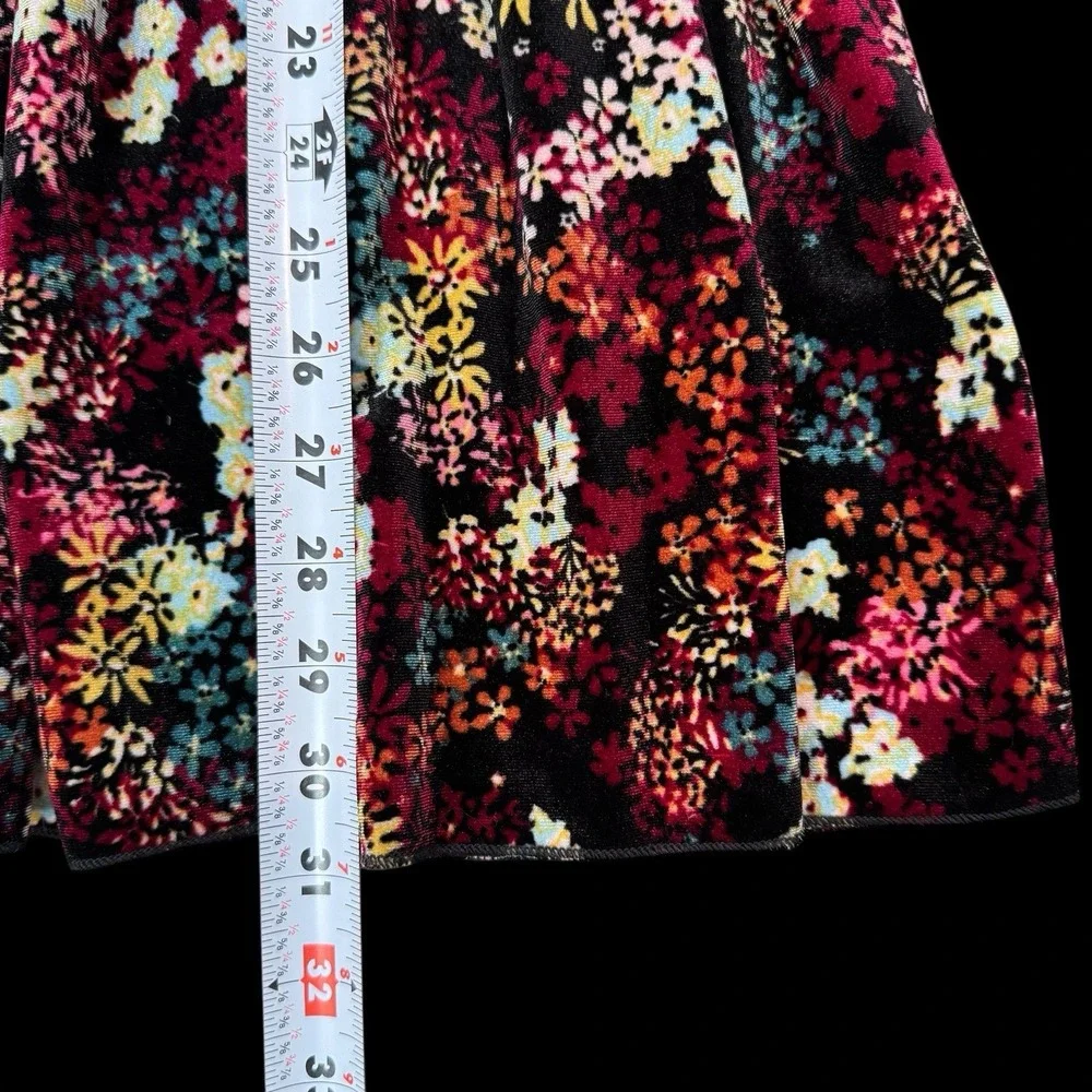 Ella Moss Floral Velvet Mini Dress Long Sleeves Smocked Waist Girls Size 14 #073